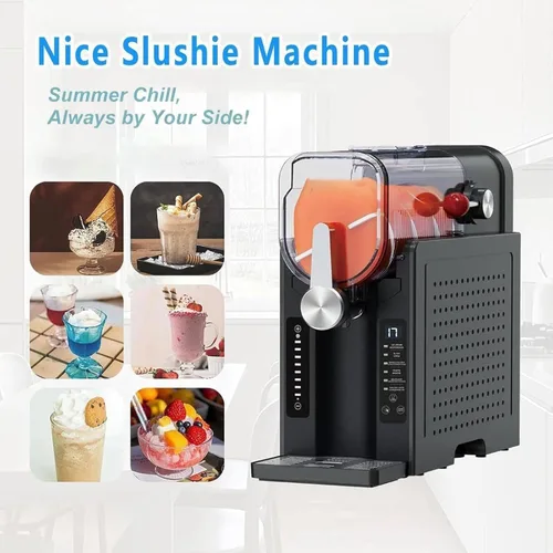 Vista 8 de Máquina profesional de granizado de 1.6 L, máquina de bebidas de acero inoxidable con 6 programas preestablecidos, limpieza automática, perfecta