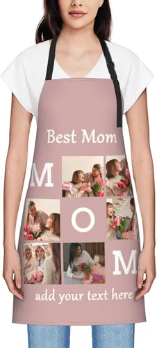 Vista 22 de Delantales personalizados para mujer, diseño de delantal de chef ajustable con nombre, textos, fotos, flores, regalos para el día de la madre