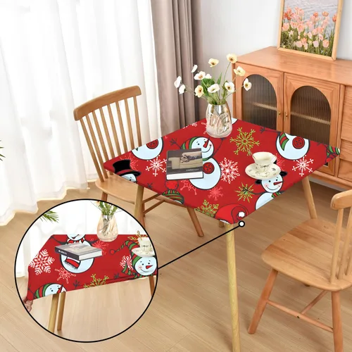 Vista 13 de Mantel ajustado blanco con elástico para mesas plegables de 48x48 pulgadas, manteles lavables y elásticos de elastano para mesas de cartas, manteles