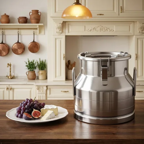 Vista 5 de Lata de leche de acero inoxidable de 3.17 galones, jarra de leche de 12L Recipiente de acero inoxidable de grado alimenticio, cubo de leche, jarra