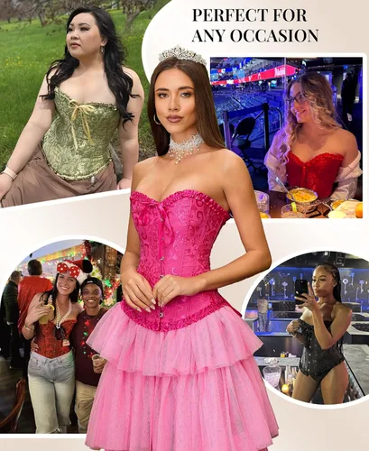 Vista 116 de SZIVYSHI Corsé para mujer, lencería moldeadora, body con cintura de encaje