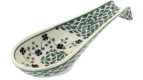 Vista 2 de Blue Rose Polish Pottery Blue Violet - Soporte para cuchara mediano