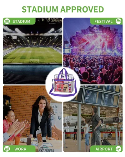 Vista 5 de MAY TREE Bolsa transparente para eventos en estadios de 12 x 6 x 12 pulgadas, bolsa de almuerzo transparente con correas reforzadas para trabajo