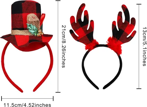 Vista 3 de URATOT Paquete de 8 diademas de aro de reno de Navidad para fiestas de Navidad, accesorios para fotos, cabinas para recuerdos