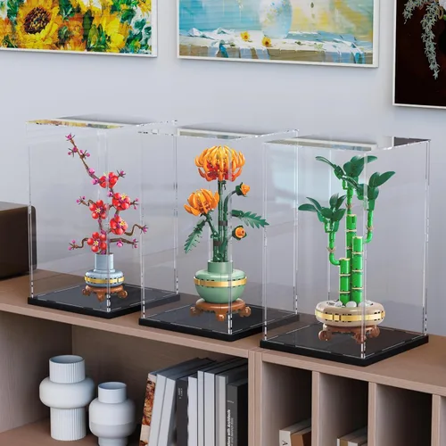 Vista 3 de DuvinDD Vitrina de acrílico para Lego Flowers Plum Blossom 10369 Lego Botanicals Lucky Bamboo 10344 Coleccionables, caja de exhibición transparente