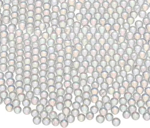 Vista 33 de Cuentas de vidrio iridiscente diminutas de burbuja, 0.4-3mm 10g Cuentas redondas micro mini transparentes sin agujero en forma de gota de agua