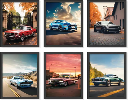 Vista 8 de 97 DECOR Pósteres ENMARCADOS de Super Coches para Habitación de Niños - Impresiones Modernas de Arte de Pared de Coches, Póster de Coche Deportivo