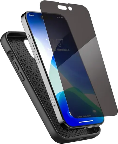 Vista 7 de ENCASED Funda de privacidad diseñada para iPhone 15 (2023), flexible, delgada, con protector de pantalla antiespía, vidrio templado 9H (negro)