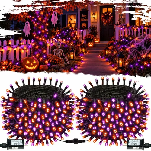 Vista 19 de OZS Guirnalda de luces de Navidad conectables rojas y blancas, paquete de 2 luces de Navidad de 164 pies en total de 400 LED para Rojo y blanco