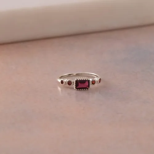 Vista 6 de Anillo de granate, peridoto y amatista para mujer, joyería en plata de ley 925, talla 5 a 13 de EE. UU