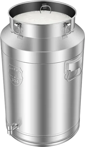 Vista 13 de Cubo de leche de acero inoxidable de 5 litros y 1.32 galones, cubo de vino con tapa sellada, resistente (5 l, sin grifo)