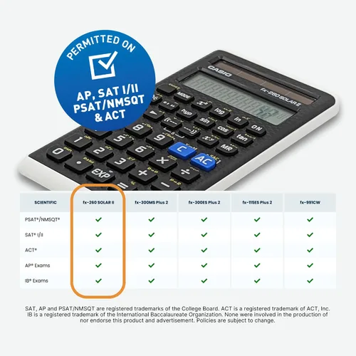 Vista 5 de Casio (FX-260 SOLARII-S-IH) - calculadora científica negra, 3 pulgadas de ancho נ5 pulgadas de alto, 2.25