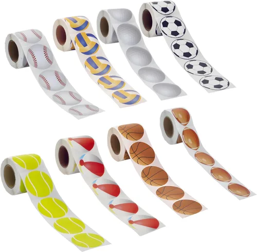 Vista 5 de Muka 250 calcomanías de béisbol de 2 pulgadas, calcomanías autoadhesivas permanentes estándar, suministros para fiestas deportivas 2-inch