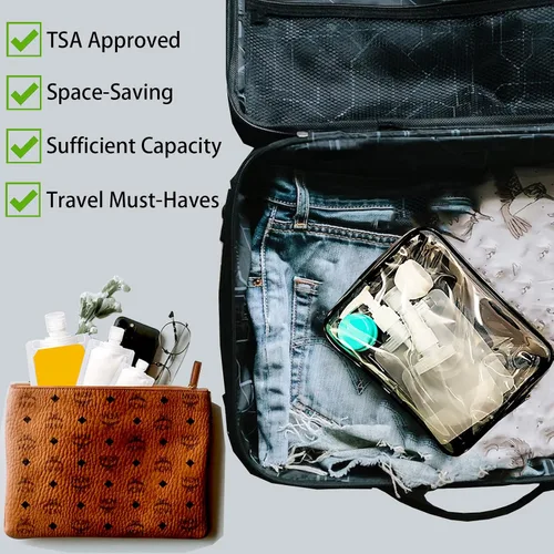 Vista 5 de 29 bolsas de viaje recargables de tamaño de viaje, bolsas de viaje vacías aprobadas por la TSA para artículos de tocador, contenedores de viaje