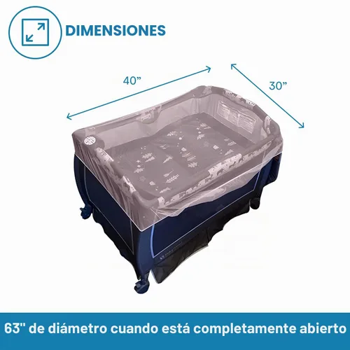 Vista 3 de Enovoe Mosquitera para cochecito, moisés, cuna, cubierta de mosquitera azul para bebés, para corrales, Pack N Plays, Mini cuna