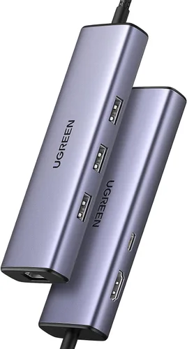 Vista 8 de UGREEN Revodok - Hub USB C 6 en 1 con adaptador Gigabit Ethernet, carga PD de 100W, HDMI 4K, puertos de datos USB A compatibles con Mac M1, M2, M3