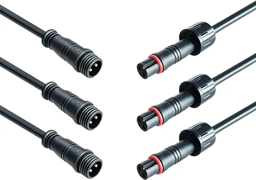 Vista 7 de Conector impermeable de 2 cables, conector LED macho hembra de 16 AWG de 2 pines con cable de extensión IP65, 7.9 in para automóvil, tira de luces