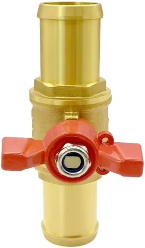 Vista 5 de Válvula de cierre de latón Válvula de bola de púa de manguera de 1" para aire de combustible de agua Interruptor rojo con resistencia da alta