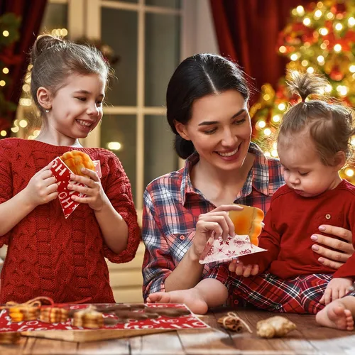 Vista 7 de Fumete 80 piezas de hojas de papel encerado de Navidad para alimentos, papel encerado con copos de nieve, papel encerado Hoho, envoltorios a granel
