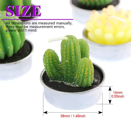 Vista 2 de Swpeet Juego de 12 velas decorativas de cactus suculentas, bonitas plantas suculentas sin humo, perfectas para velas, festivales, bodas, fiestas