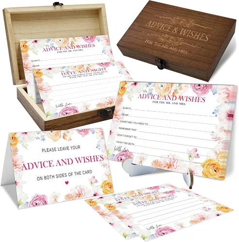 Vista 12 de Consejos y deseos para el señor y la señora - Tarjetas de consejos de boda de champán para decoraciones de despedida de soltera, buenos deseos