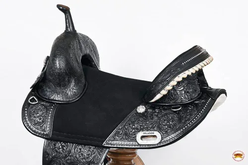 Vista 4 de HILASON Western Horse Treeless Trail Barrel Saddle American Leather for Horses Negro