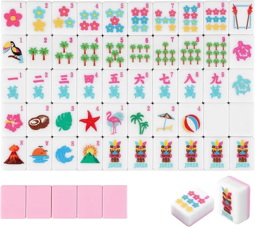 Vista 9 de Silipull Juego de 160 azulejos Mahjong grabados americanos verdes de 1.2