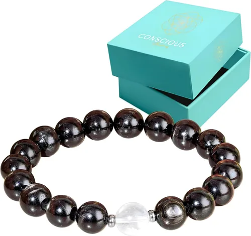 Vista 8 de Conscious Items Pulsera de riqueza y manifestación para mujeres y hombres, pulsera de prosperidad con cristales de dinero y piedra natural