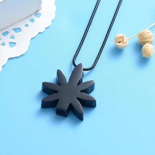 Vista 5 de shajwo Collares de urna de hojas de marihuana para cenizas para mujeres y hombres, joyería de cremación, colgante conmemorativo de cenizas humanas