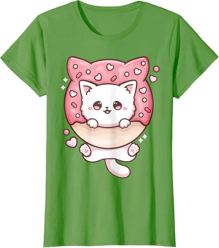 Vista 54 de Camiseta Kawaii Cat Donut Anime Lover Otaku, Negro