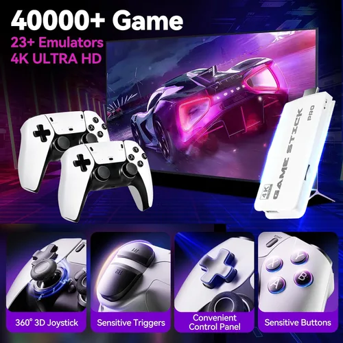 Vista 4 de 2025 Upgraded Retro Gaming Console, 4K HDMI Video Game Consoles with 40,000+ Games & 23 Emulators, Plug and Play Video Gaming Stick (128G)