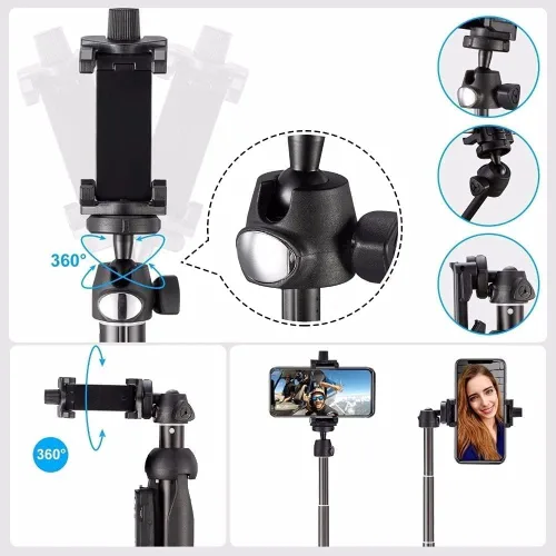 Vista 3 de Trípode para selfie stick de tamaño de bolsillo con control remoto inalámbrico, ligero esencial de viaje