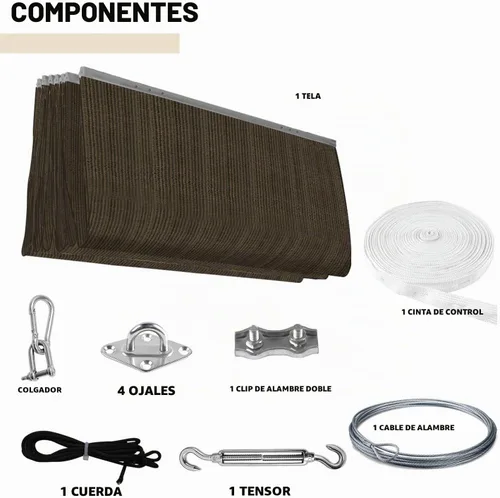 Vista 7 de TANG Toldo retráctil para pérgola de 3 x 12 pies, kit de pérgolas para patio al aire libre, toldo para terraza, patio trasero, cenador, vela Marrón