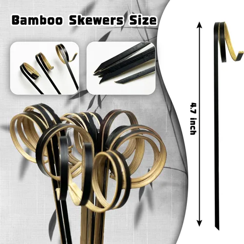 Vista 2 de 100 púas de cóctel de bambú para aperitivos, 4.7 pulgadas, color negro Fancy Toothpicks for Appetizers, Cocktail Toothpicks, Charcuterie
