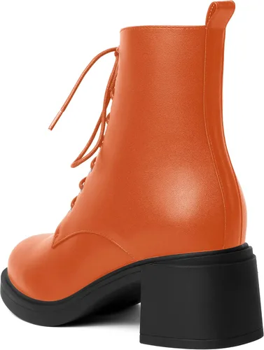 Vista 21 de ROSERWISH Botas altas de tacón bajo y grueso para mujer, con cordones, cómodas, modernas, con puntera redonda, de 2.5 pulgadas