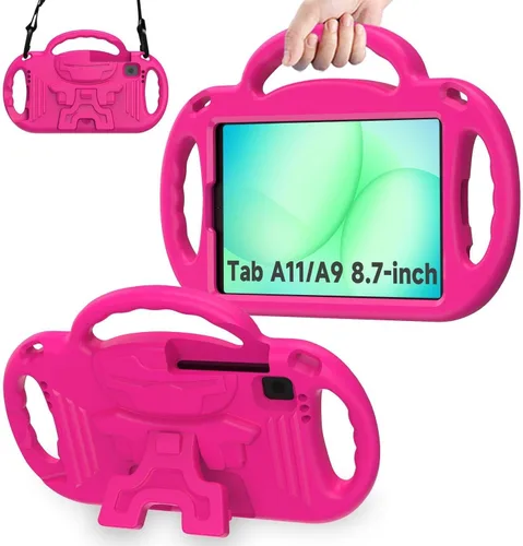 Vista 12 de AVAWO Funda infantil para Samsung Galaxy Tab A11 de 8.7 pulgadas 2026/A9 de 8.7 pulgadas 2023, con correa, soporte de mango ligero a prueba de Negro
