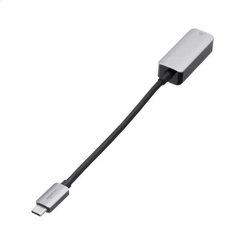 Vista 5 de Amazon Basics Adaptador de aluminio USB-C a RJ45 Gigabit Ethernet, red rápida, gris, 2.07 x 0.81 x 0.6 pulgadas