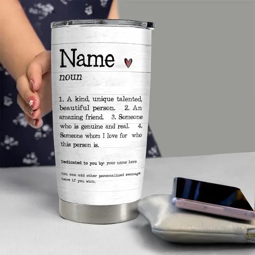 Vista 4 de SANDJEST Taza personalizada para mejor amiga Definición de mejor amiga Tazas de 20oz 30oz con tapa, regalo para mujeres, niñas, mejores amigas