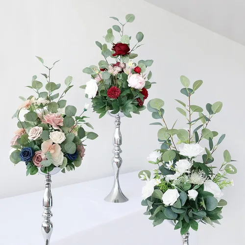 Vista 3 de Flor artificial independiente para pasillo de boda, entrada, arreglo floral, pasillo de boda, bola de flores, plomo, flor de plomo, decoración