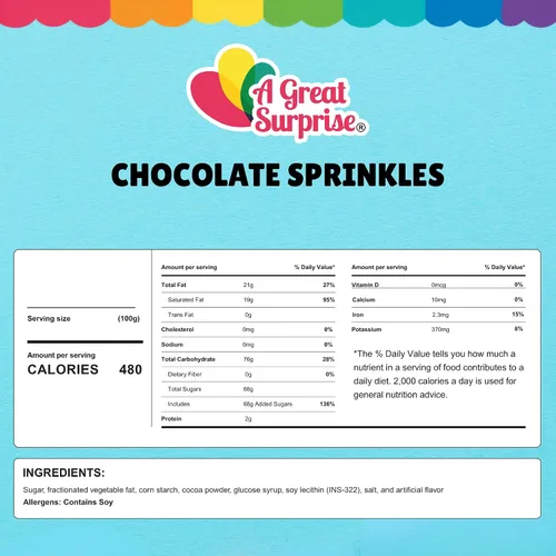 Vista 2 de Gránulos de chocolate - Jimmies de 2.2 libras para hornear y postres Cubre helados, pasteles, galletas y cupcakes, ideal para hornear