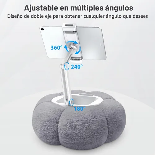 Vista 3 de CreaDream - Soporte de almohada en forma de calabaza para tableta, Kindle, iPad, soporte ajustable para teléfono con almohada para regazo y cama