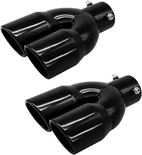 Vista 10 de Punta de escape doble de acero inoxidable con borde inclinado para tubos de ajuste de 1.5 a 2.5 pulgadas de diámetro, punta de escape universal