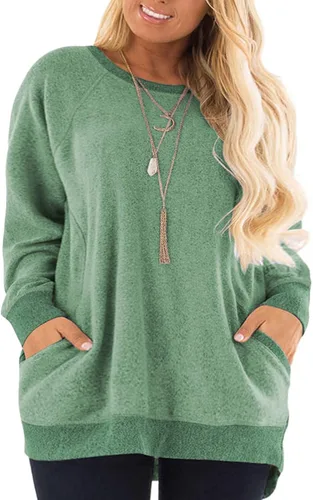 Vista 11 de DOLNINE Sudaderas de talla grande para mujer, con bloques de color, manga larga, con bolsillo 01_ negro