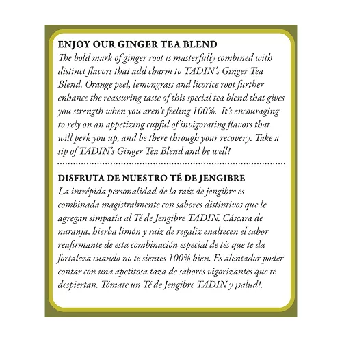 Vista 4 de Tadin Mezcla de té de hierbas de jengibre. Sin cafeína. 24 bolsas de té. 1.02 oz. Paquete de 3