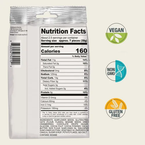 Vista 2 de ROSTEN SeedBoost - Galletas de semillas (paquete de 8) sabor a arándano y chispas de chocolate, veganas, sin OMG, sin gluten (2.5 onzas cada una)