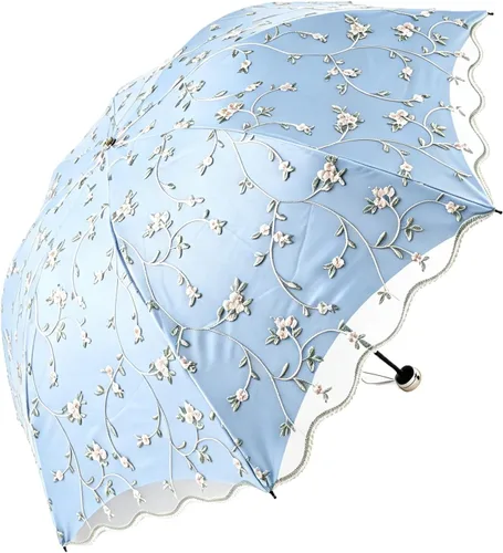Vista 13 de Honeystore Sombrilla de viaje de encaje plegable anti-uv paraguas bordado a prueba de viento 2 Plegables Negro