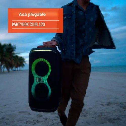 Vista 6 de JBL PartyBox Club 120 - Altavoz portátil para fiestas con mango plegable, potente sonido JBL Pro, espectáculo de luces futurista, hasta 12 horas