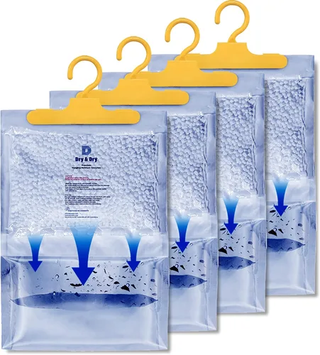 Vista 6 de Dry & Dry Paquete de 4 absorbentes de humedad prémium para el hogar, sótano y dormitorio, deshumidificadores pequeños