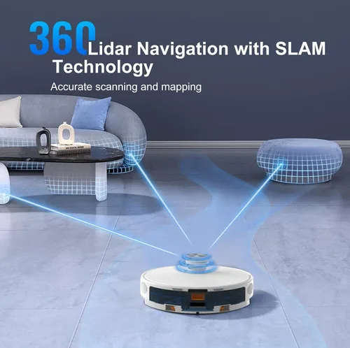 Vista 4 de Robot aspirador y trapeador autovaciado hasta 8000 Pa Robot Aspiradora de 60 días Limpieza manos libres 220 minutos de tiempo de funcionamiento