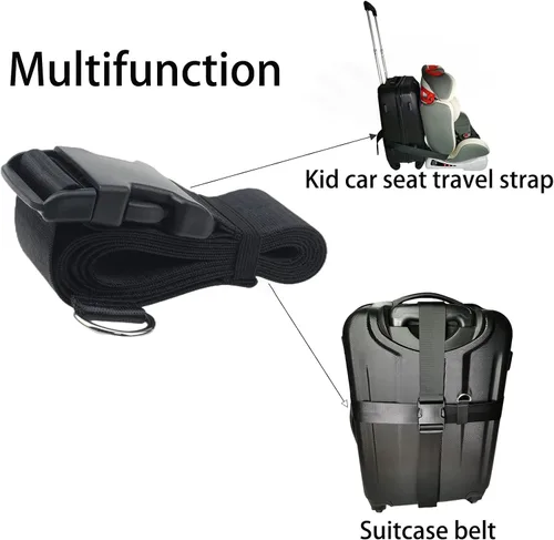 Vista 4 de Correa de viaje para asiento de automóvil Correa de equipaje para asiento de automóvil para aeropuerto convierte fácilmente el asiento